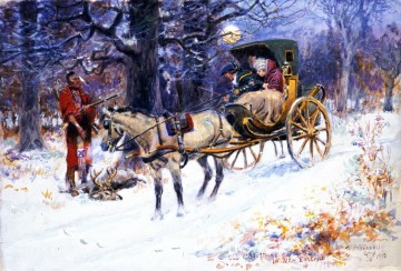 Navidad vieja en Nueva Inglaterra 1918 Charles Marion Russell Navidad Pinturas al óleo